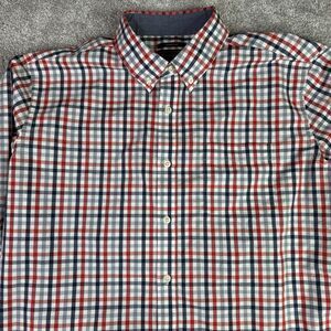Mason James Shirt Men’s Large Red Plaid Stretch Button Down Long Sleeve Preppy